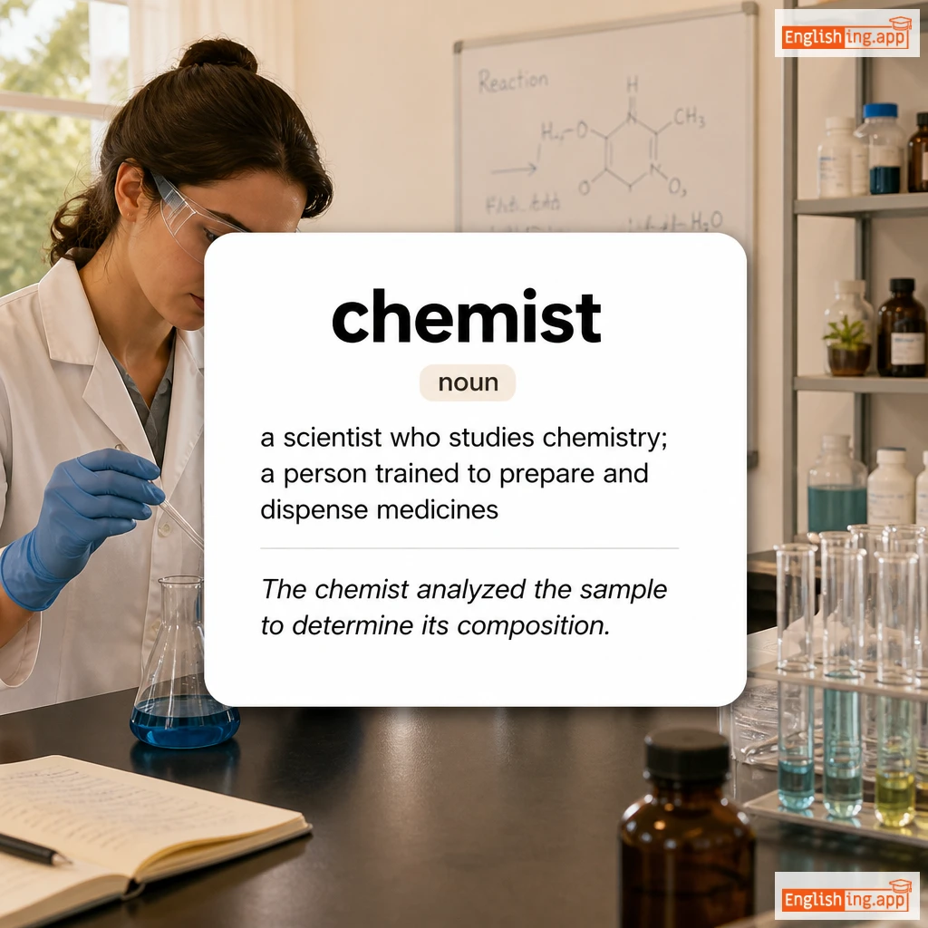 chemist definition card — visual illustration of the meaning