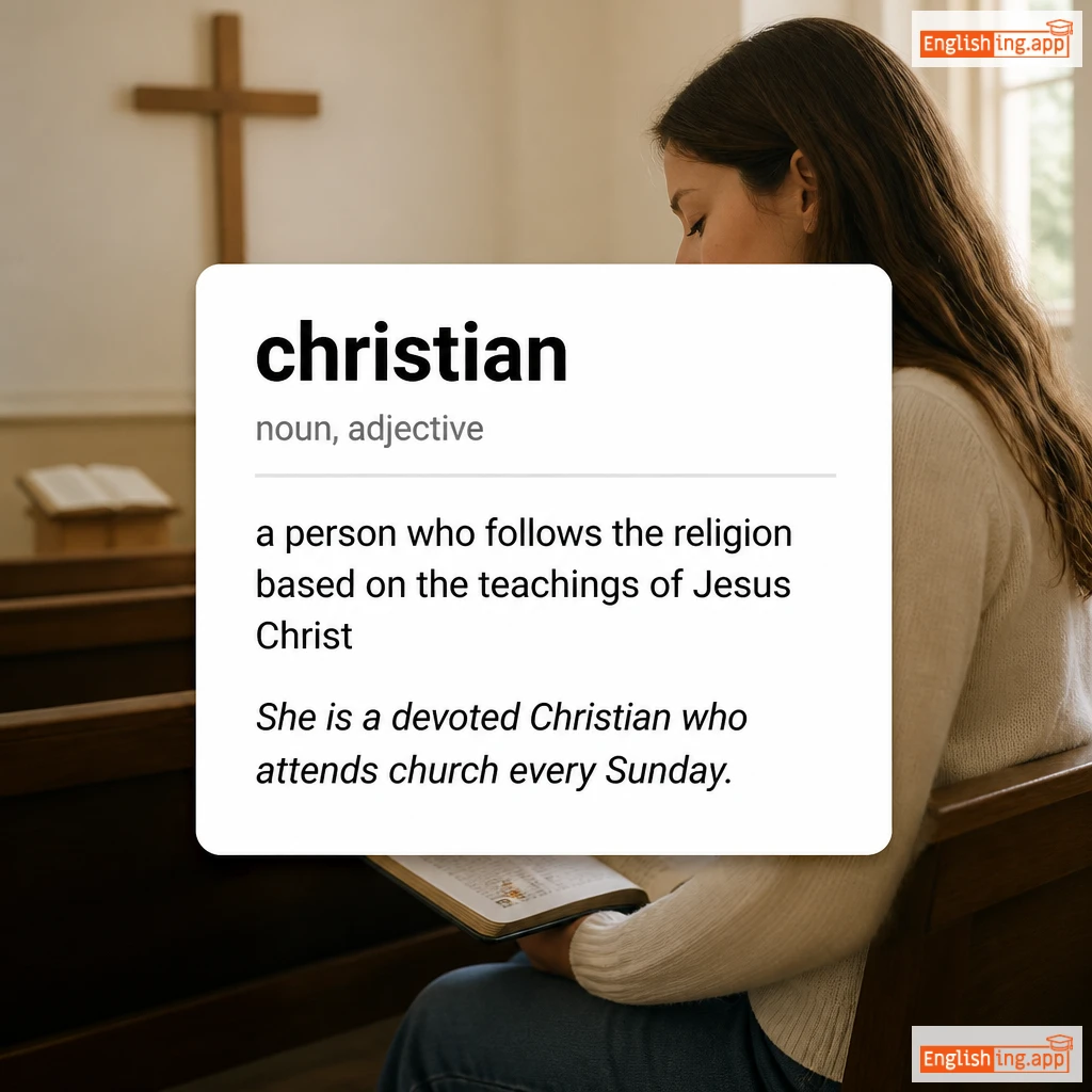 christian definition card — visual illustration of the meaning