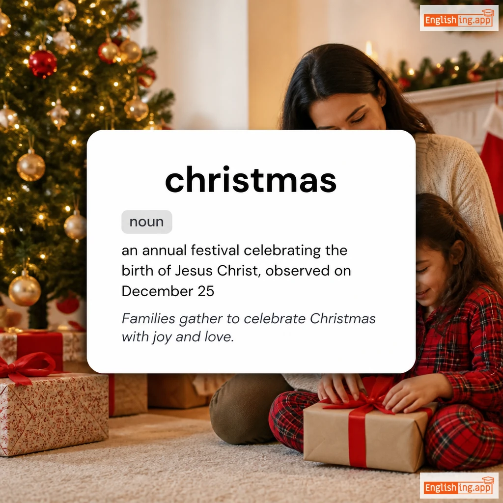 christmas definition card — visual illustration of the meaning