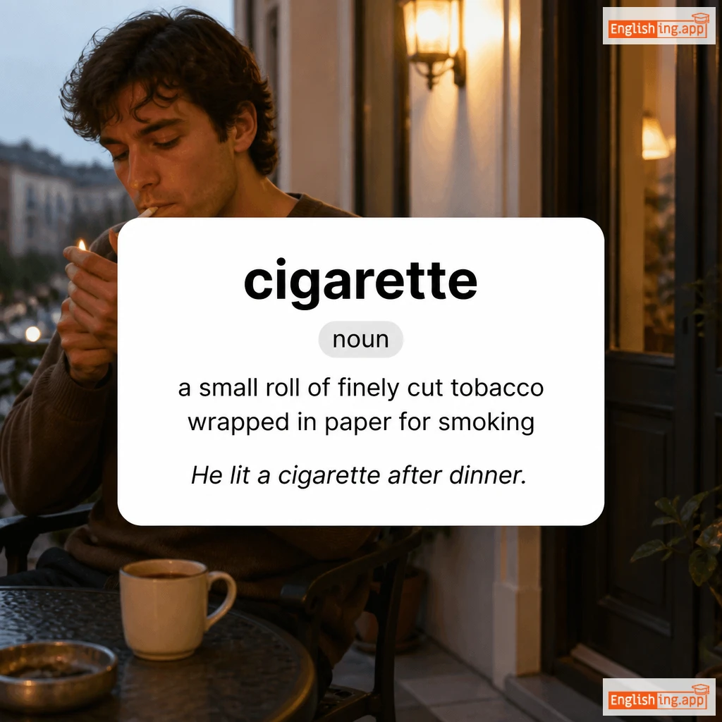 cigarette definition card — visual illustration of the meaning