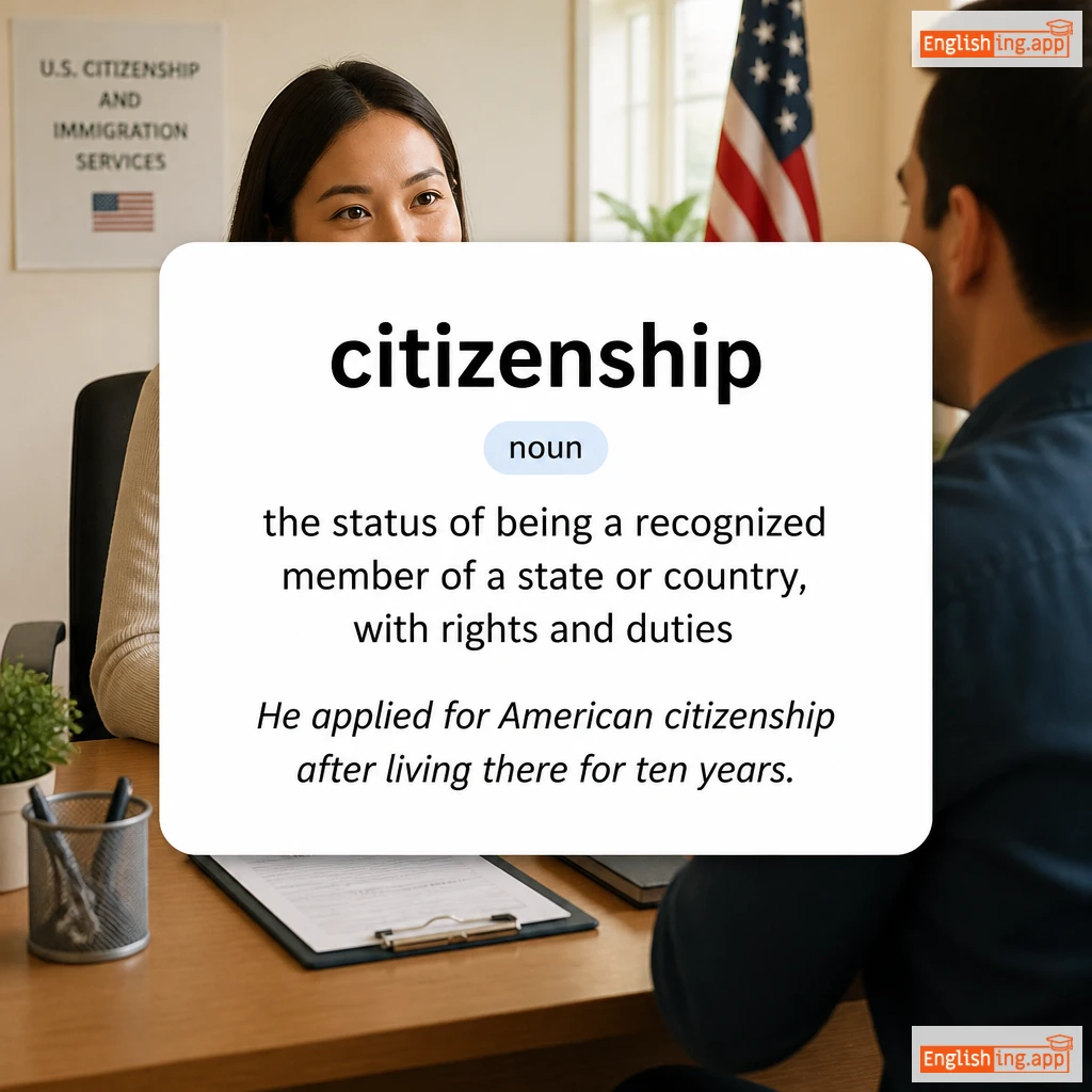 citizenship definition card — visual illustration of the meaning