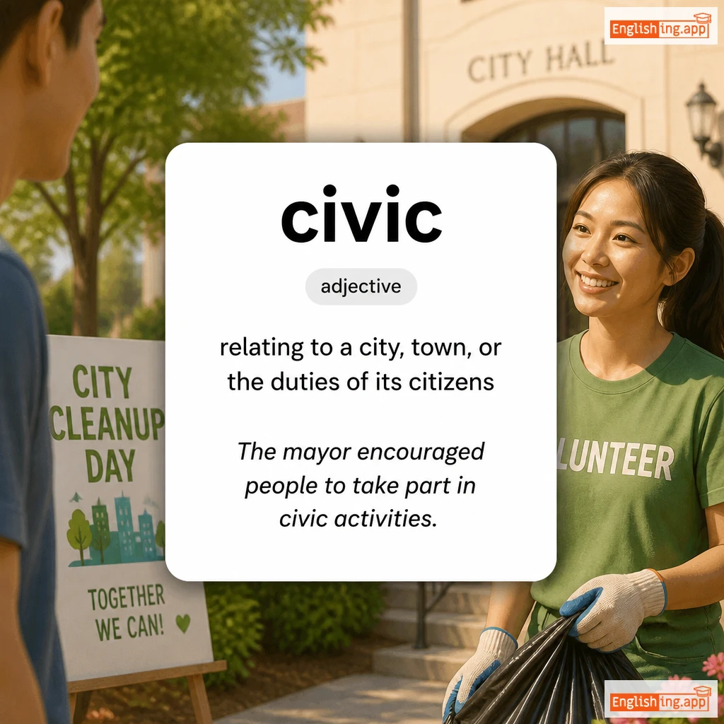 civic definition card — visual illustration of the meaning
