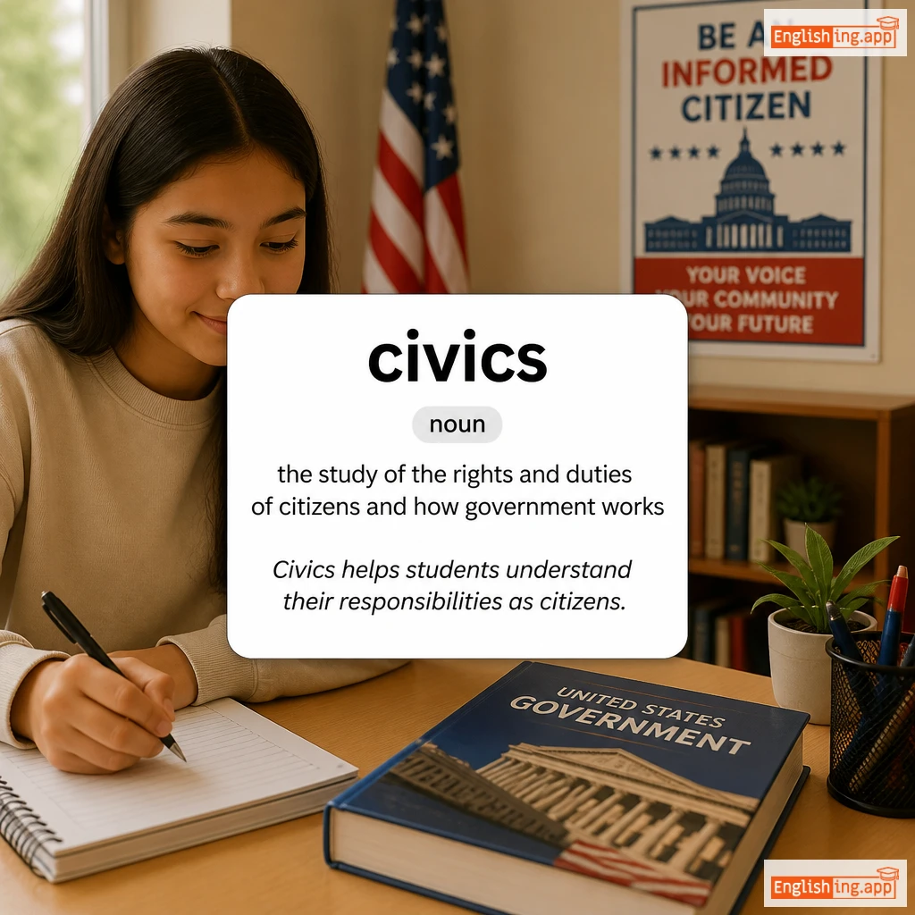 civics definition card — visual illustration of the meaning