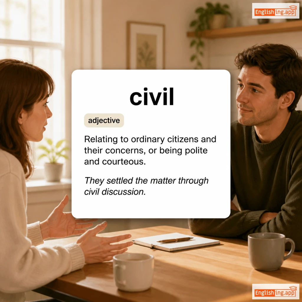civil definition card — visual illustration of the meaning