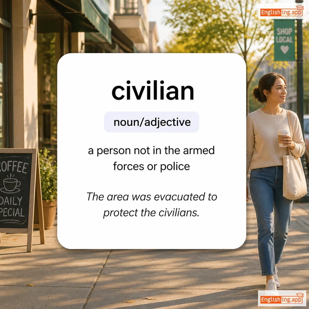 civilian definition card — visual illustration of the meaning