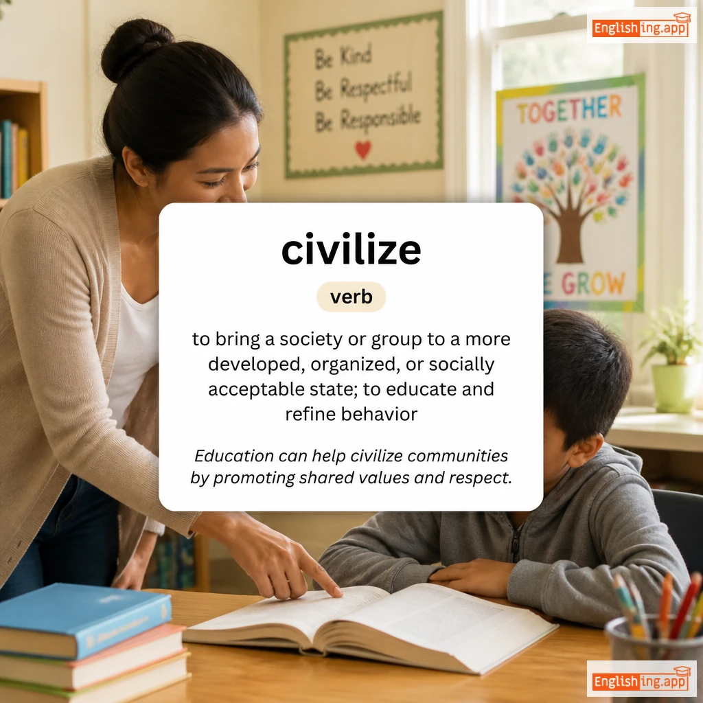 civilize definition card — visual illustration of the meaning