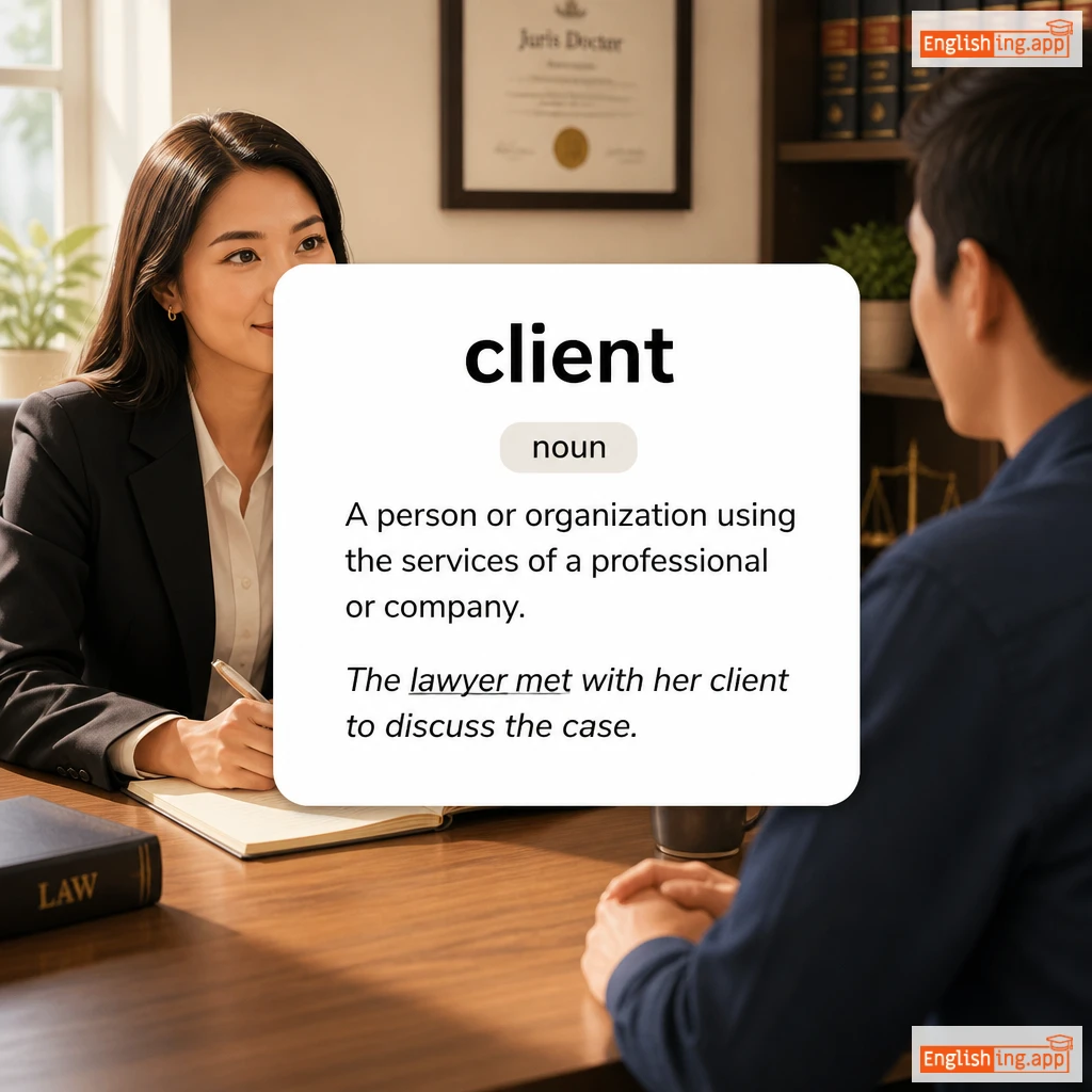 client definition card — visual illustration of the meaning