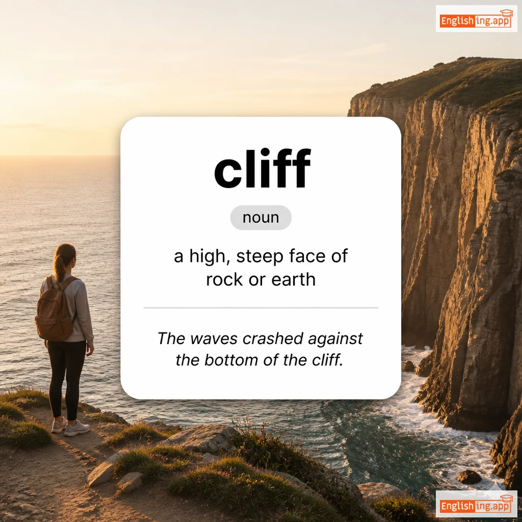cliff definition card — visual illustration of the meaning