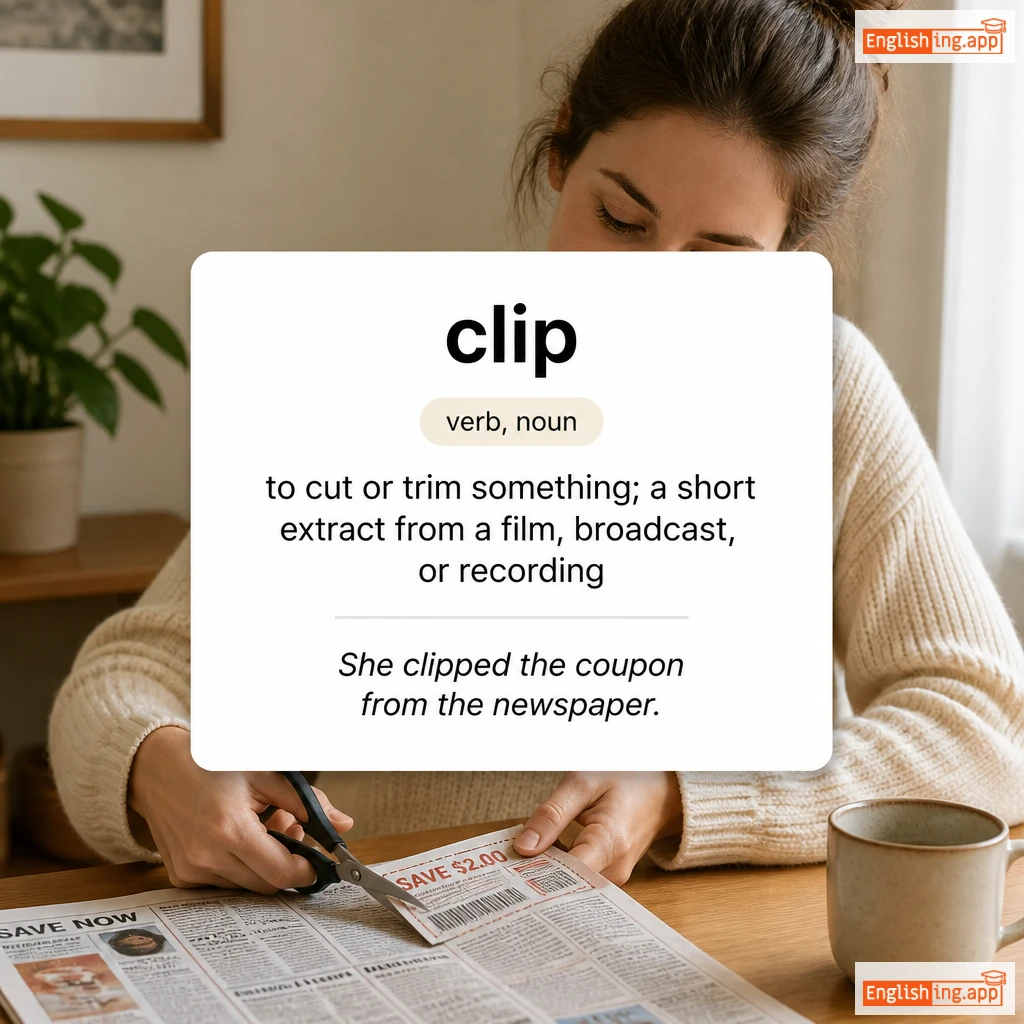 clip definition card — visual illustration of the meaning
