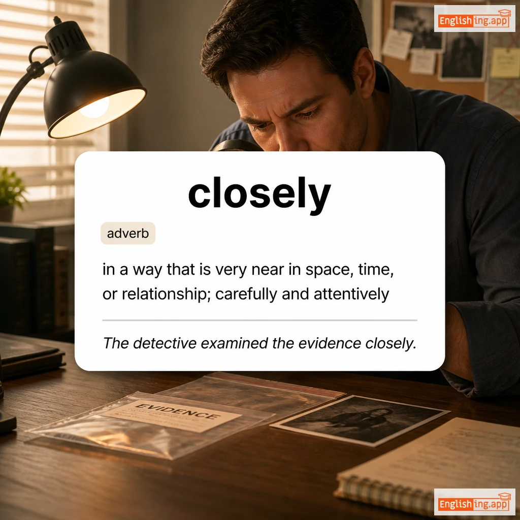 closely definition card — visual illustration of the meaning