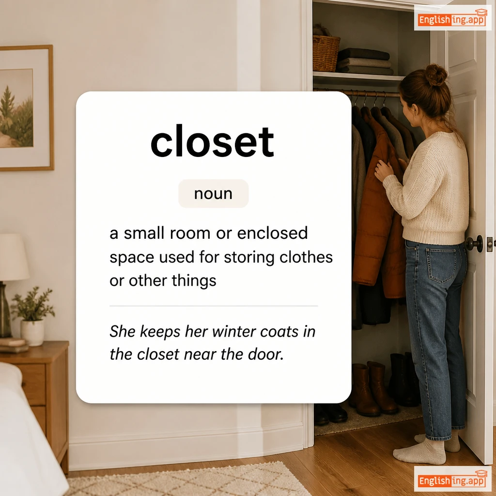 closet definition card — visual illustration of the meaning