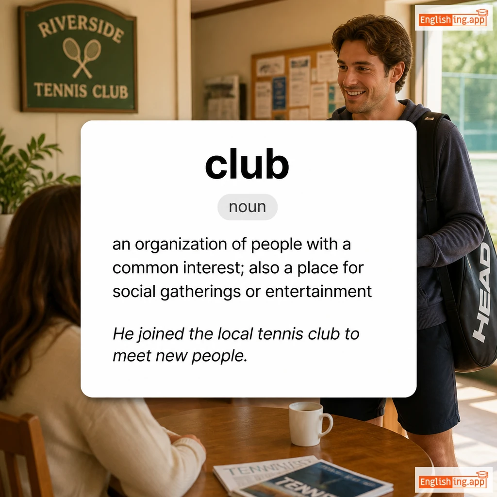 club definition card — visual illustration of the meaning