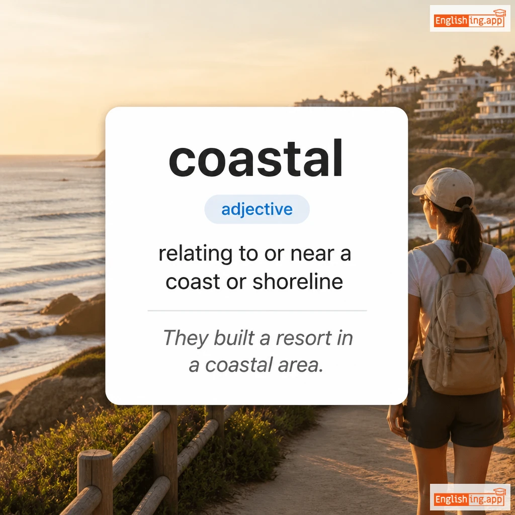 coastal definition card — visual illustration of the meaning