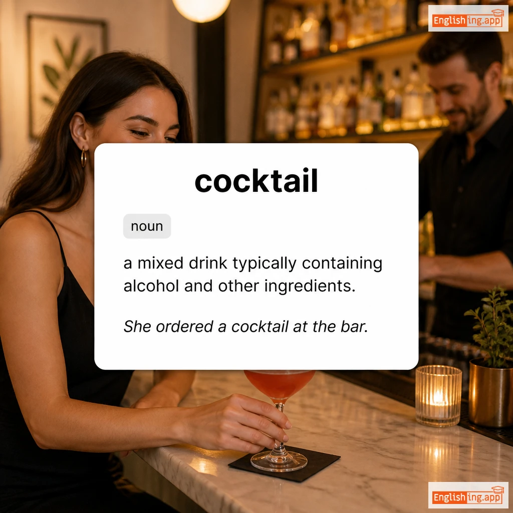 cocktail definition card — visual illustration of the meaning