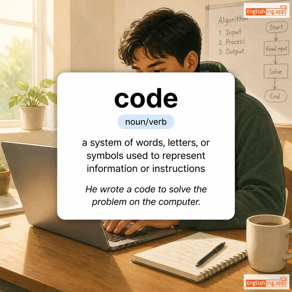 code definition card — visual illustration of the meaning