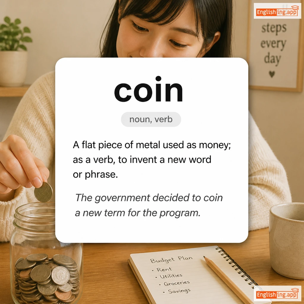 coin definition card — visual illustration of the meaning