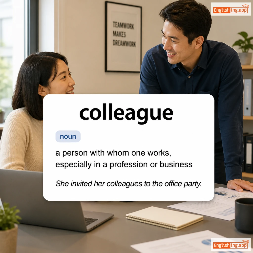 colleague definition card — visual illustration of the meaning