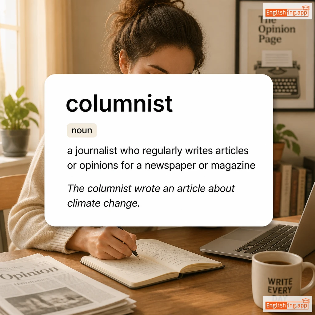 columnist definition card — visual illustration of the meaning
