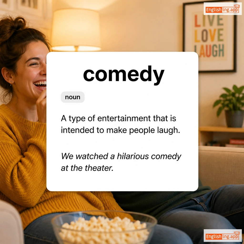 comedy definition card — visual illustration of the meaning