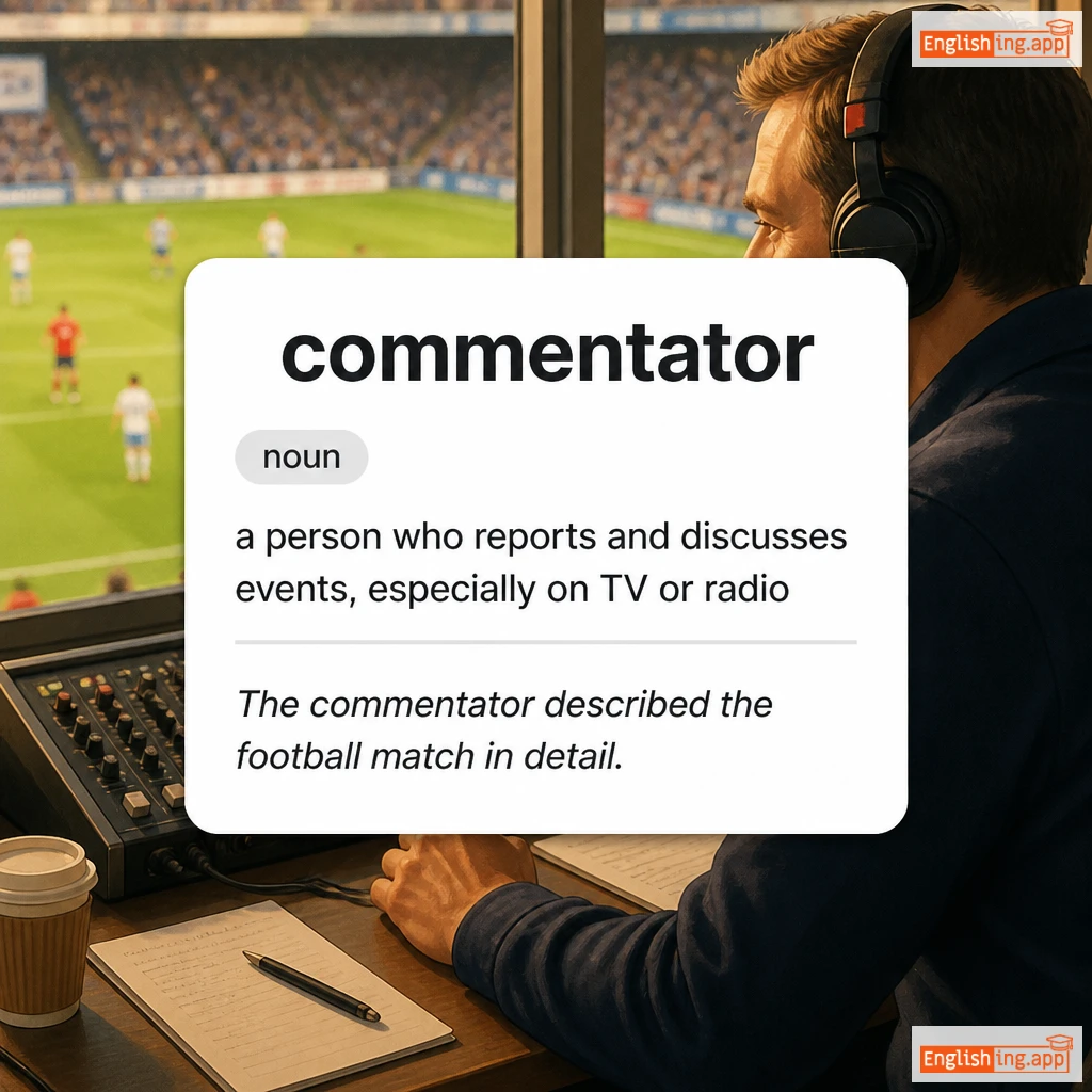 commentator definition card — visual illustration of the meaning