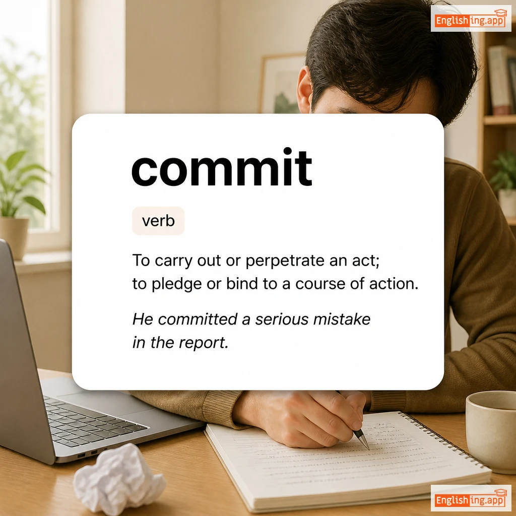 commit definition card — visual illustration of the meaning