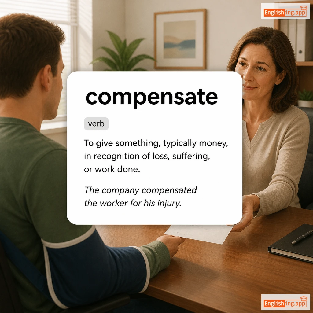 compensate definition card — visual illustration of the meaning