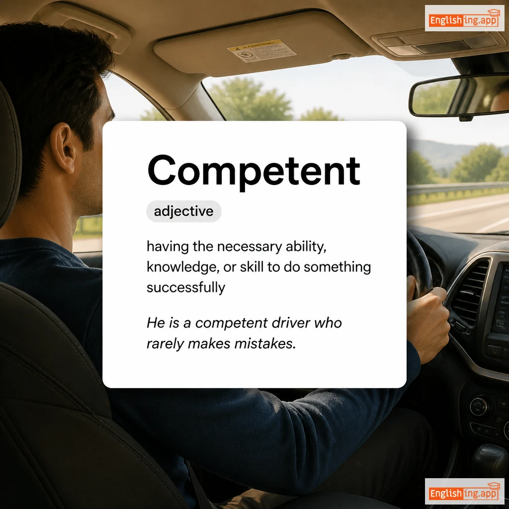 Competent definition card — visual illustration of the meaning