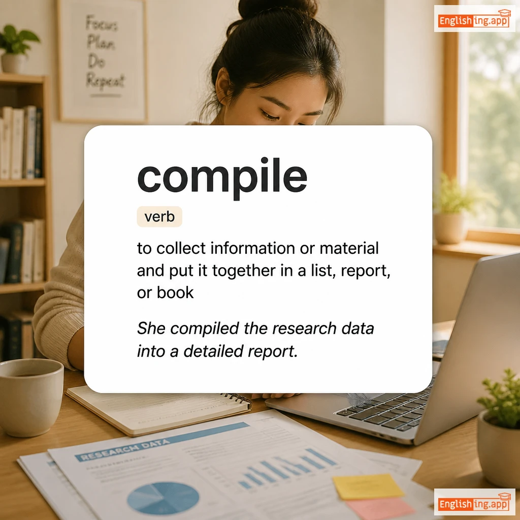 compile definition card — visual illustration of the meaning