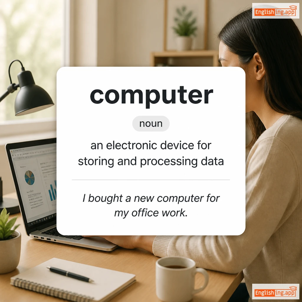 computer definition card — visual illustration of the meaning