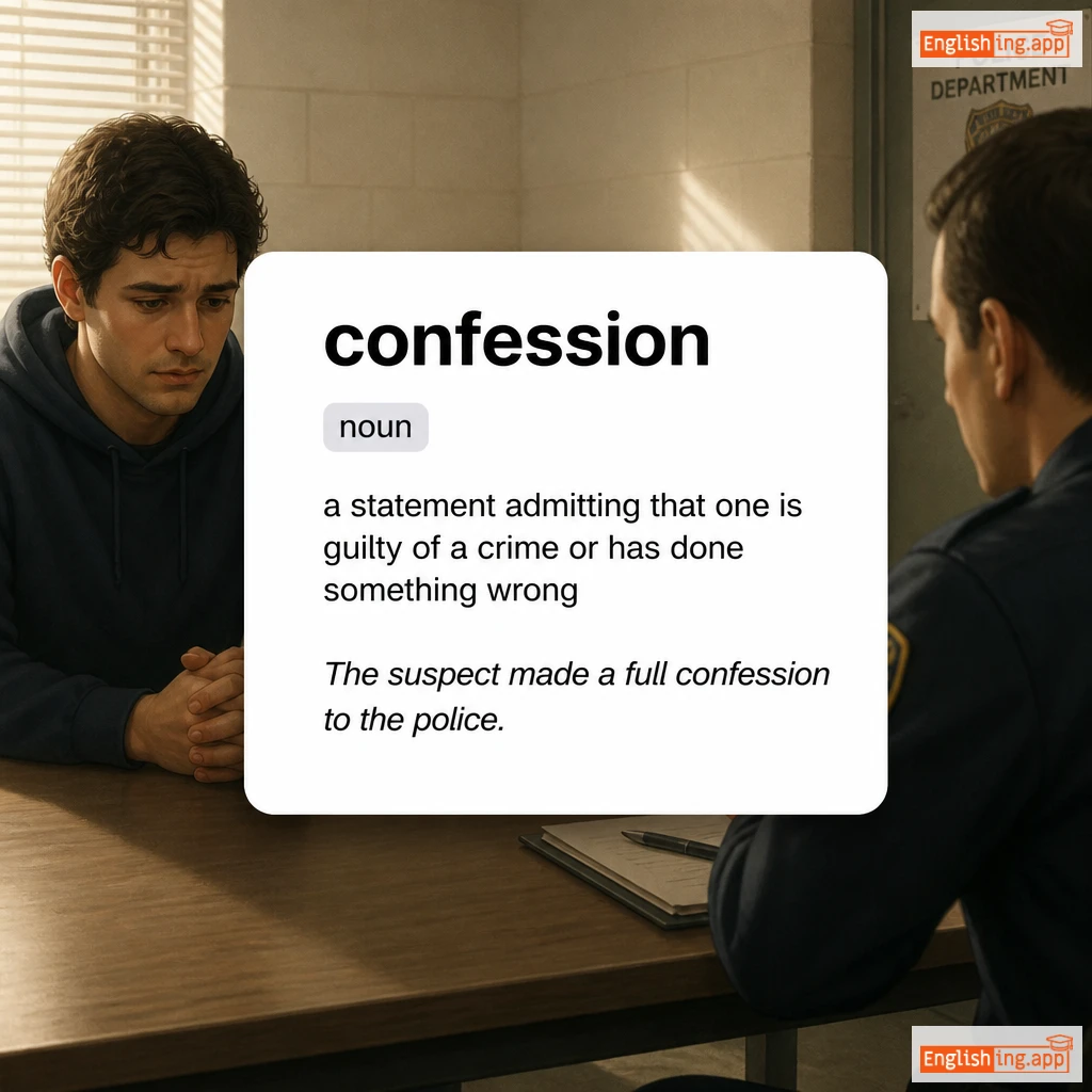 confession definition card — visual illustration of the meaning