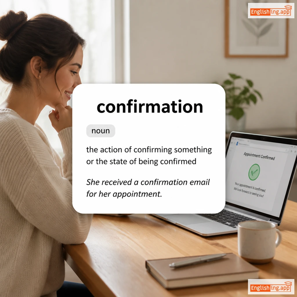 confirmation definition card — visual illustration of the meaning