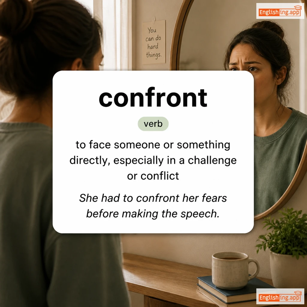 confront definition card — visual illustration of the meaning