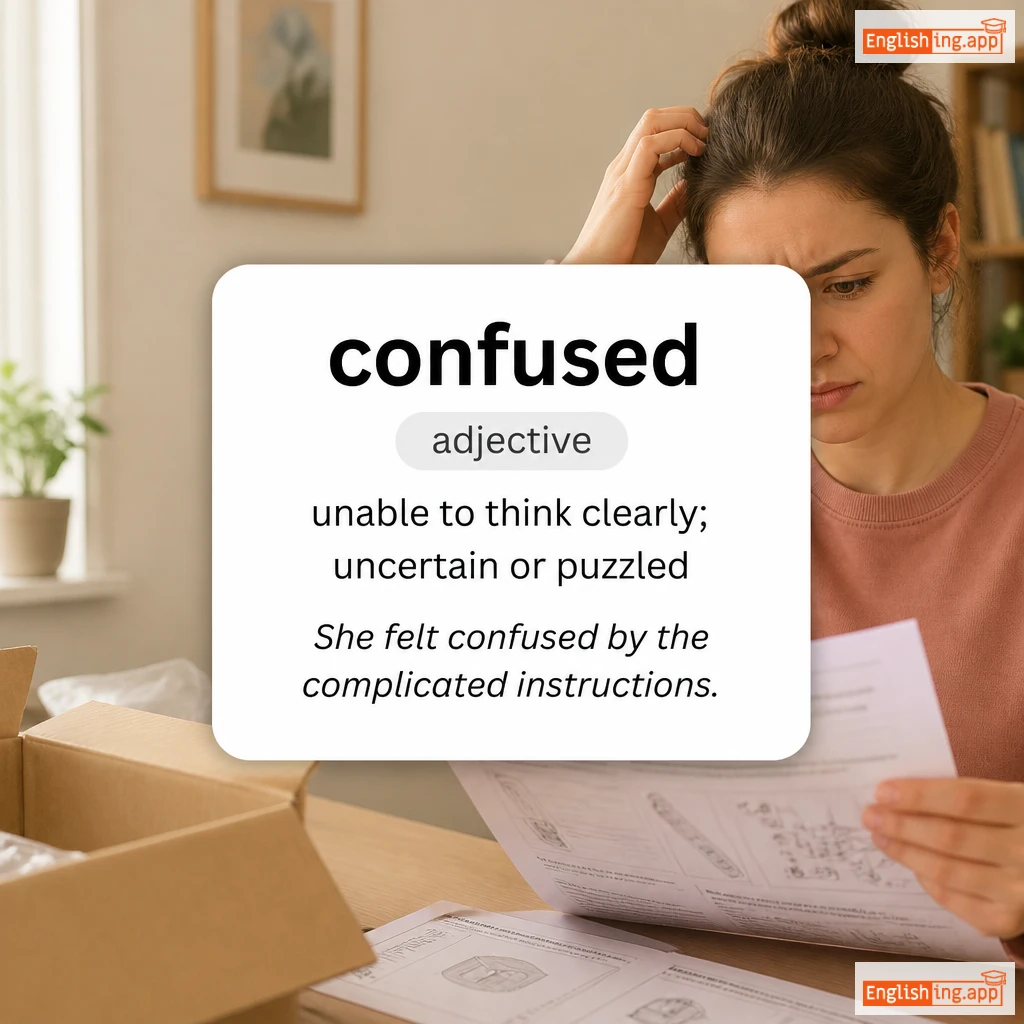 confused definition card — visual illustration of the meaning