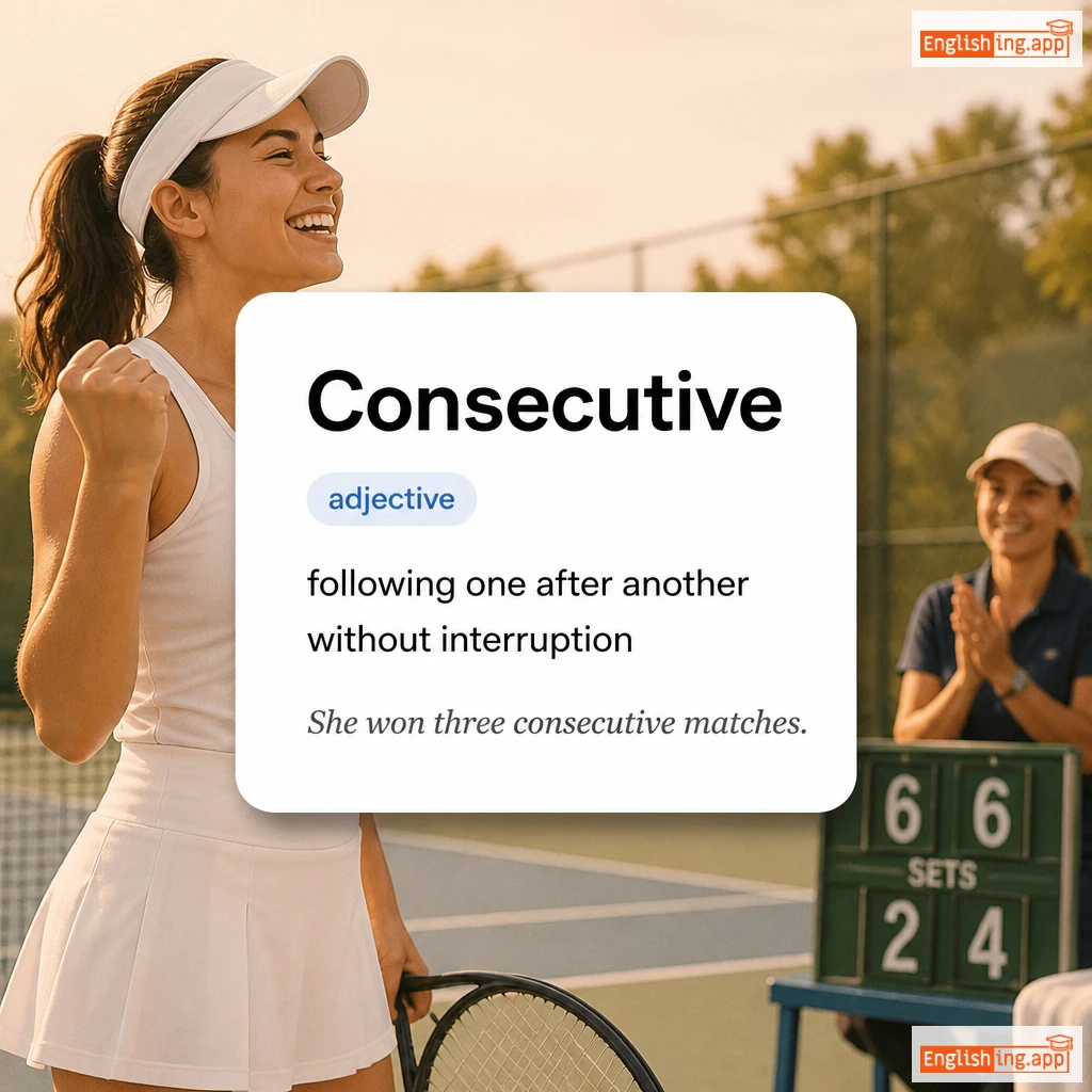 Consecutive definition card — visual illustration of the meaning
