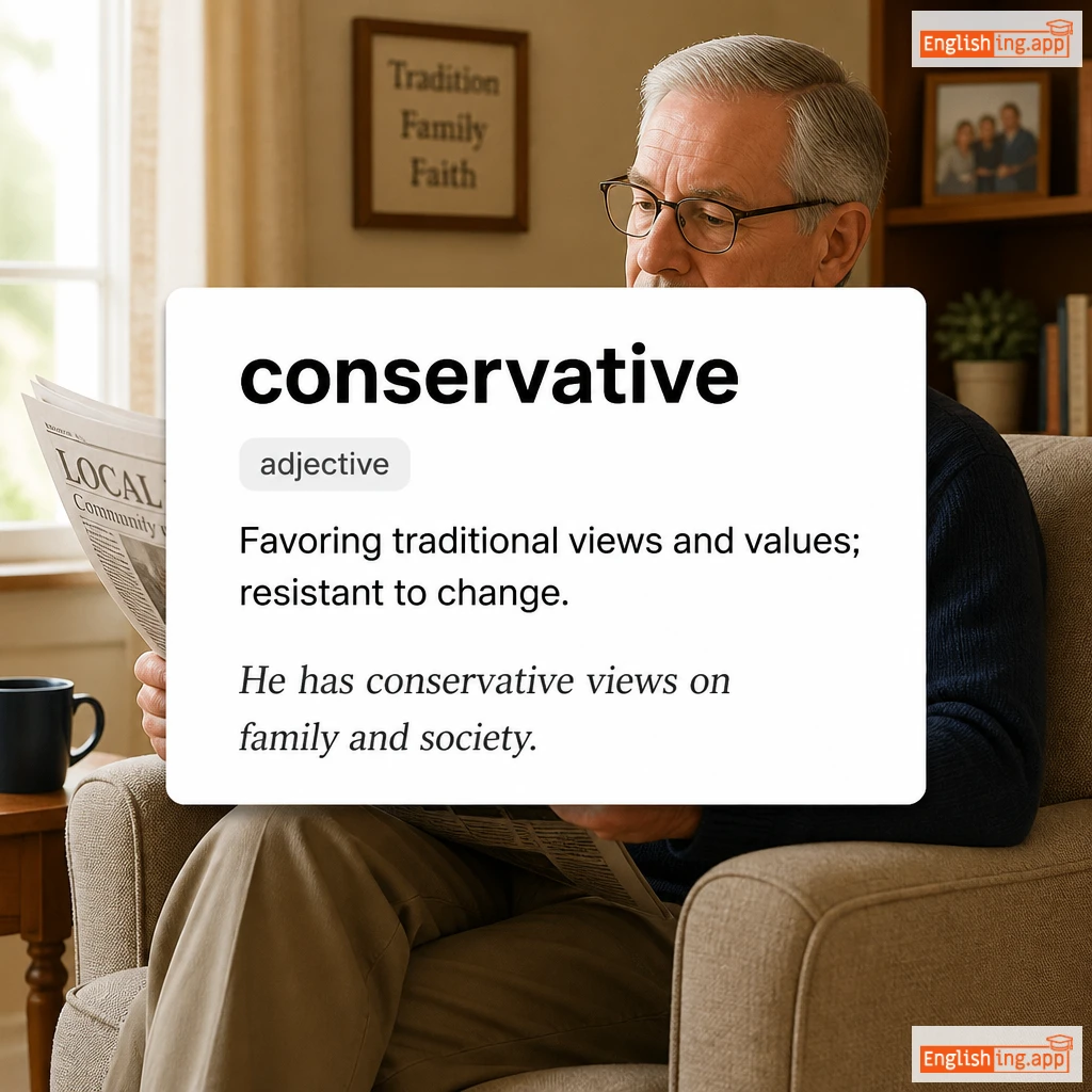 conservative definition card — visual illustration of the meaning