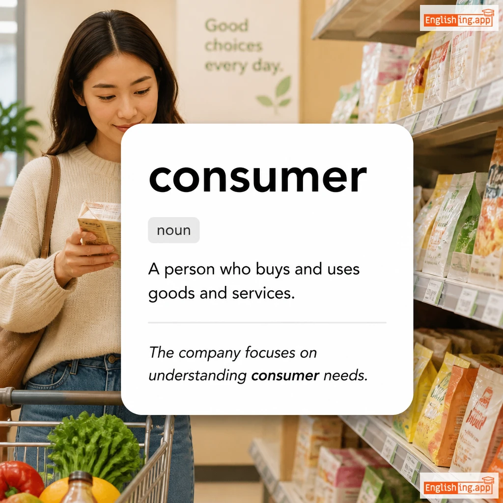consumer definition card — visual illustration of the meaning