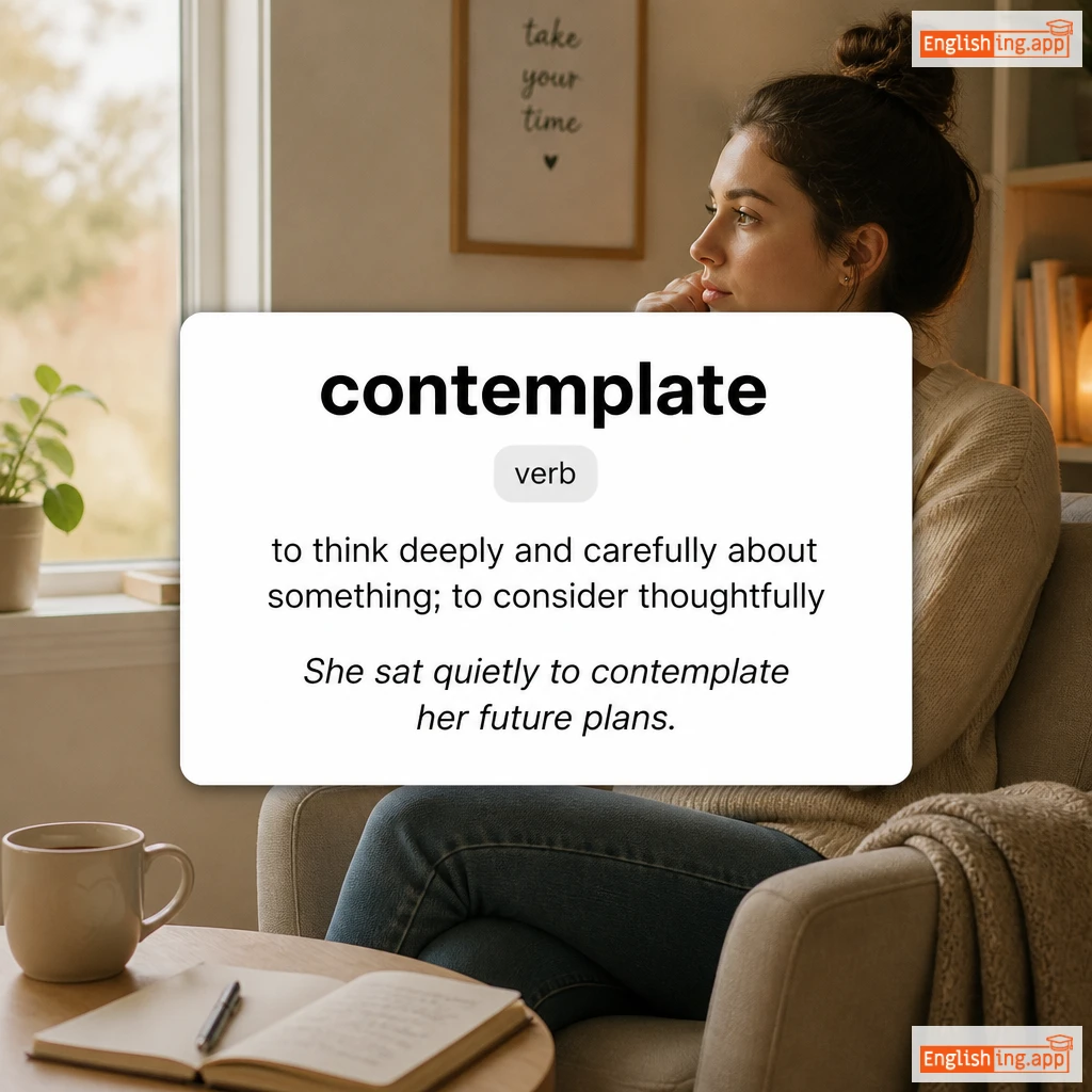 contemplate definition card — visual illustration of the meaning