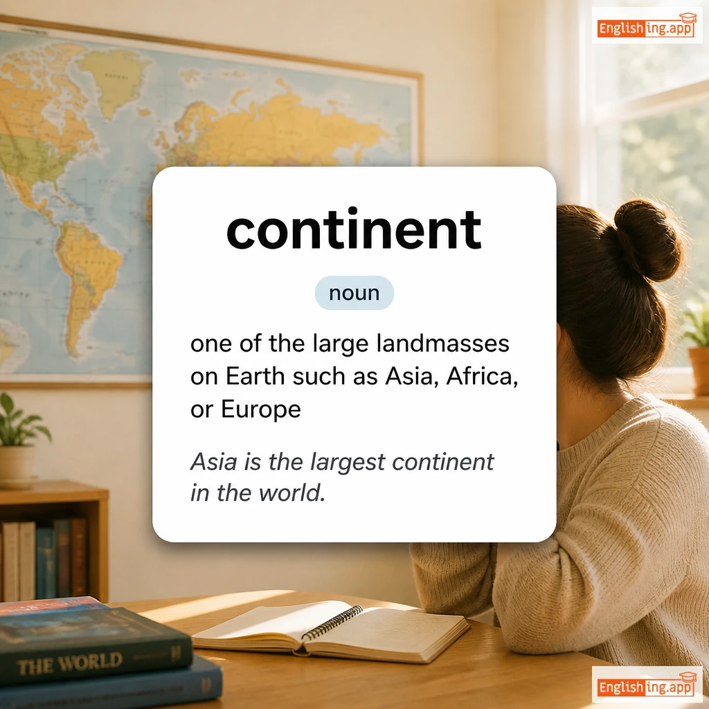 continent definition card — visual illustration of the meaning