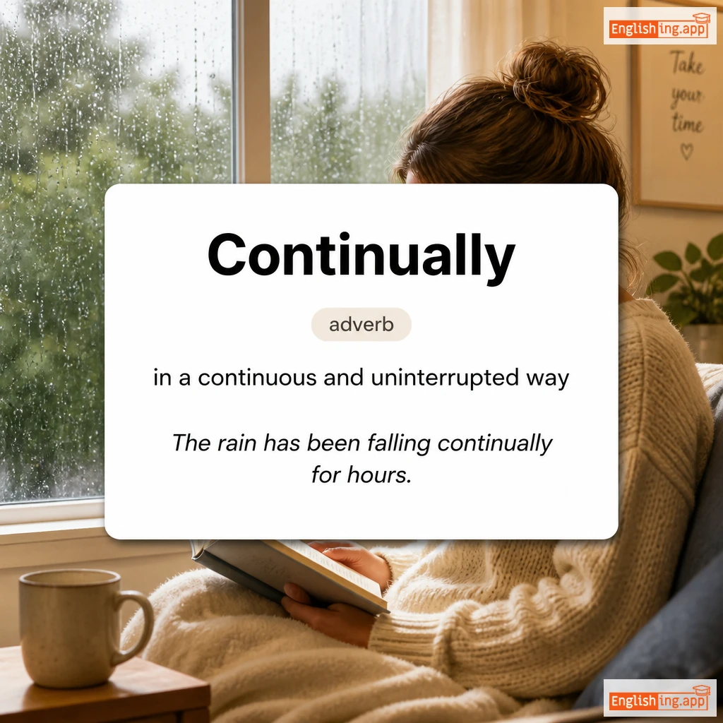 Continually definition card — visual illustration of the meaning
