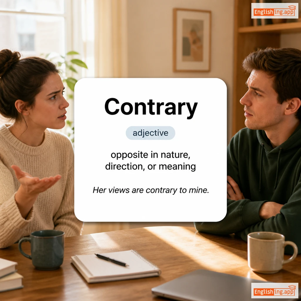 Contrary definition card — visual illustration of the meaning