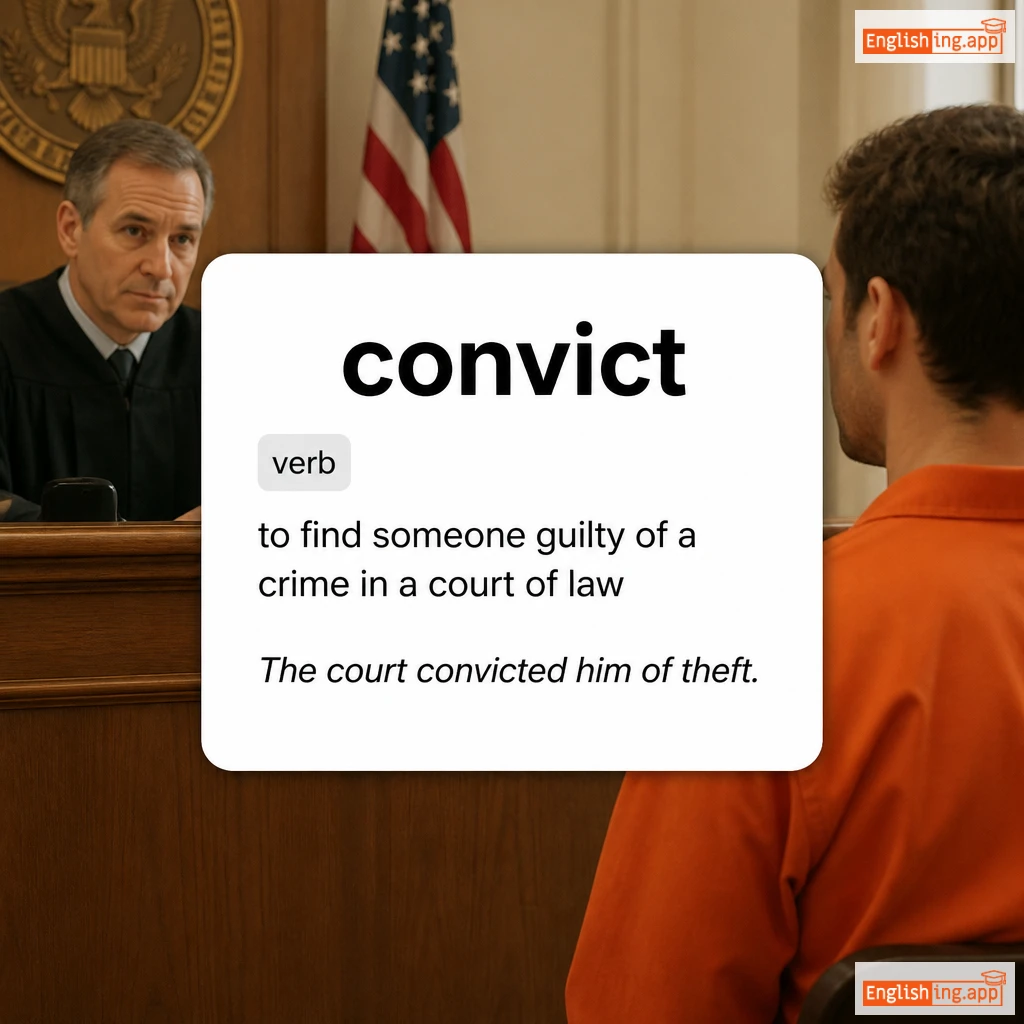 convict definition card — visual illustration of the meaning