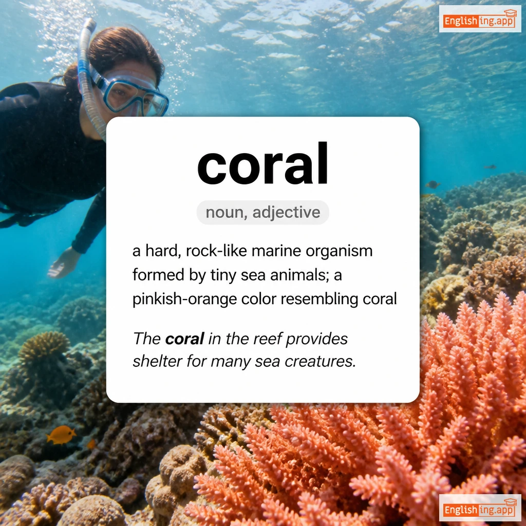coral definition card — visual illustration of the meaning