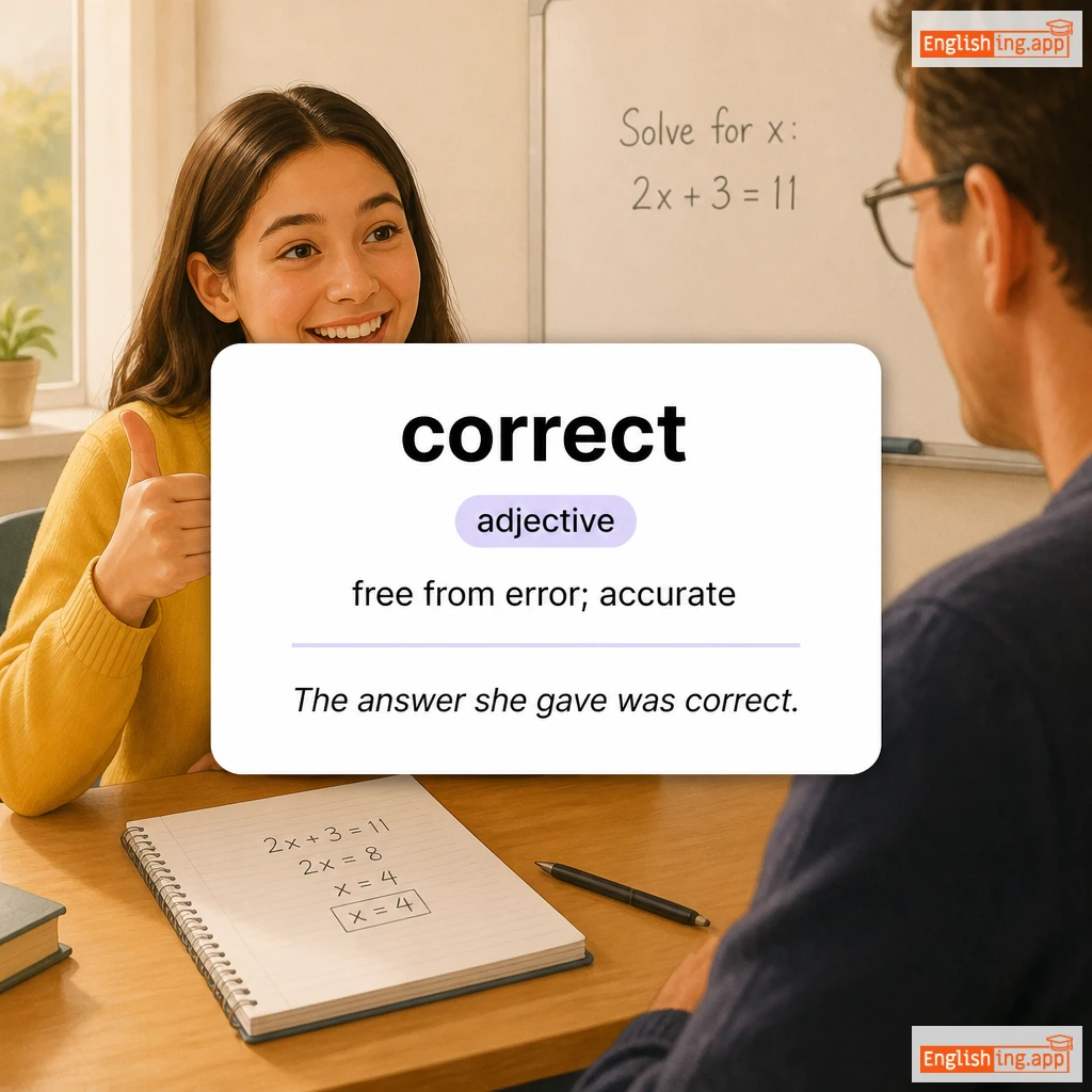 correct definition card — visual illustration of the meaning