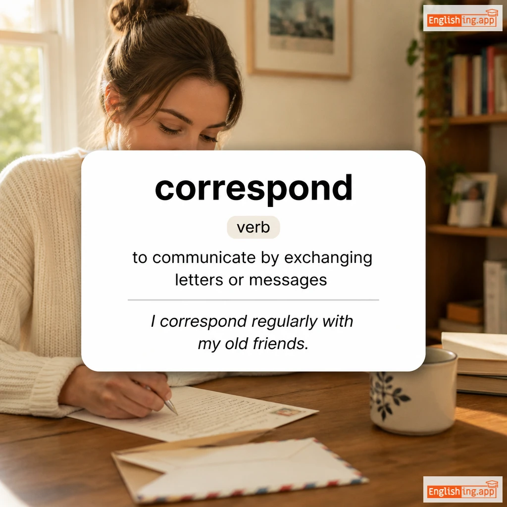 correspond definition card — visual illustration of the meaning