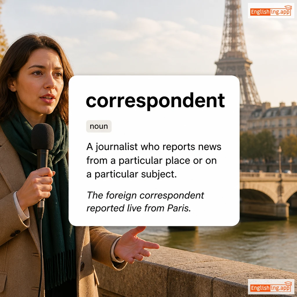 correspondent definition card — visual illustration of the meaning