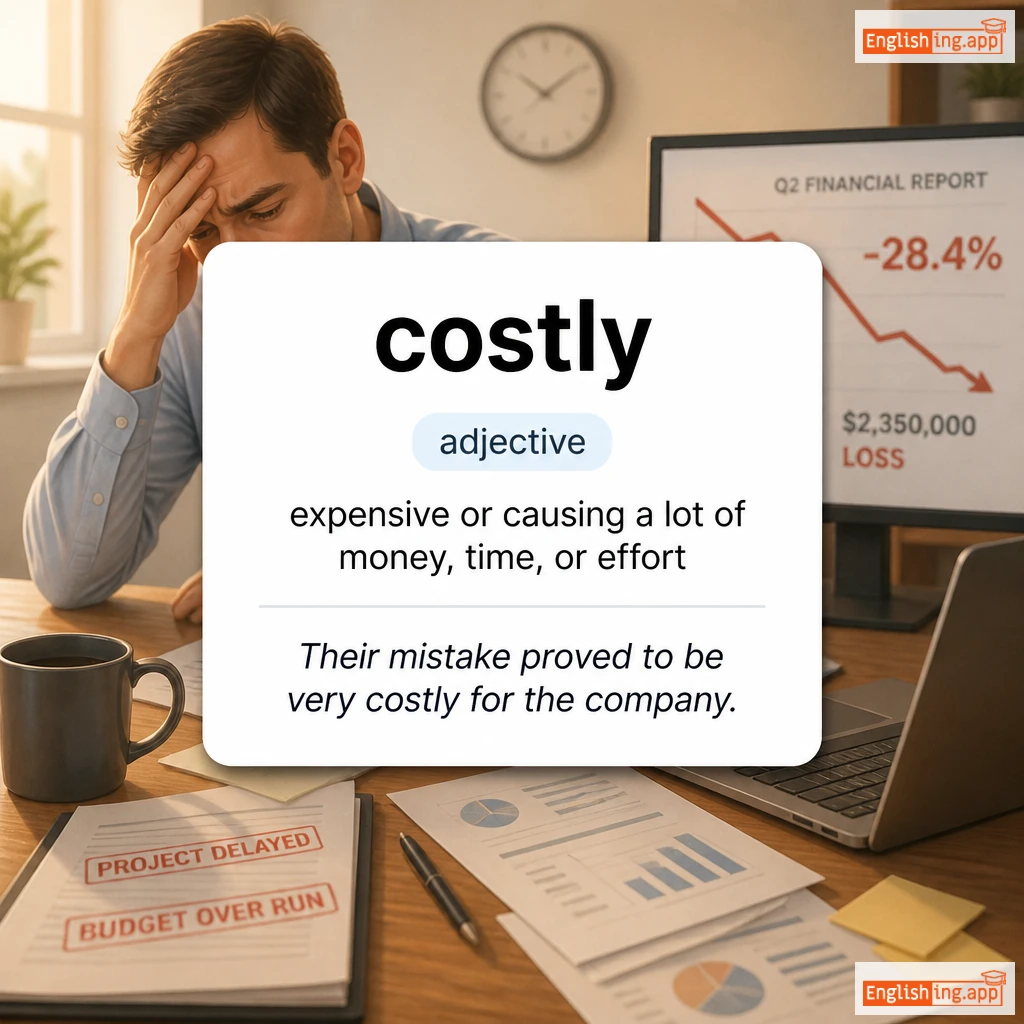 costly definition card — visual illustration of the meaning