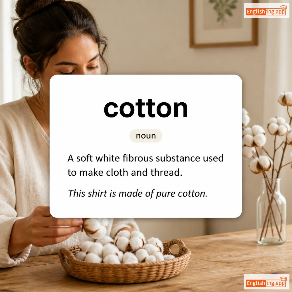 cotton definition card — visual illustration of the meaning