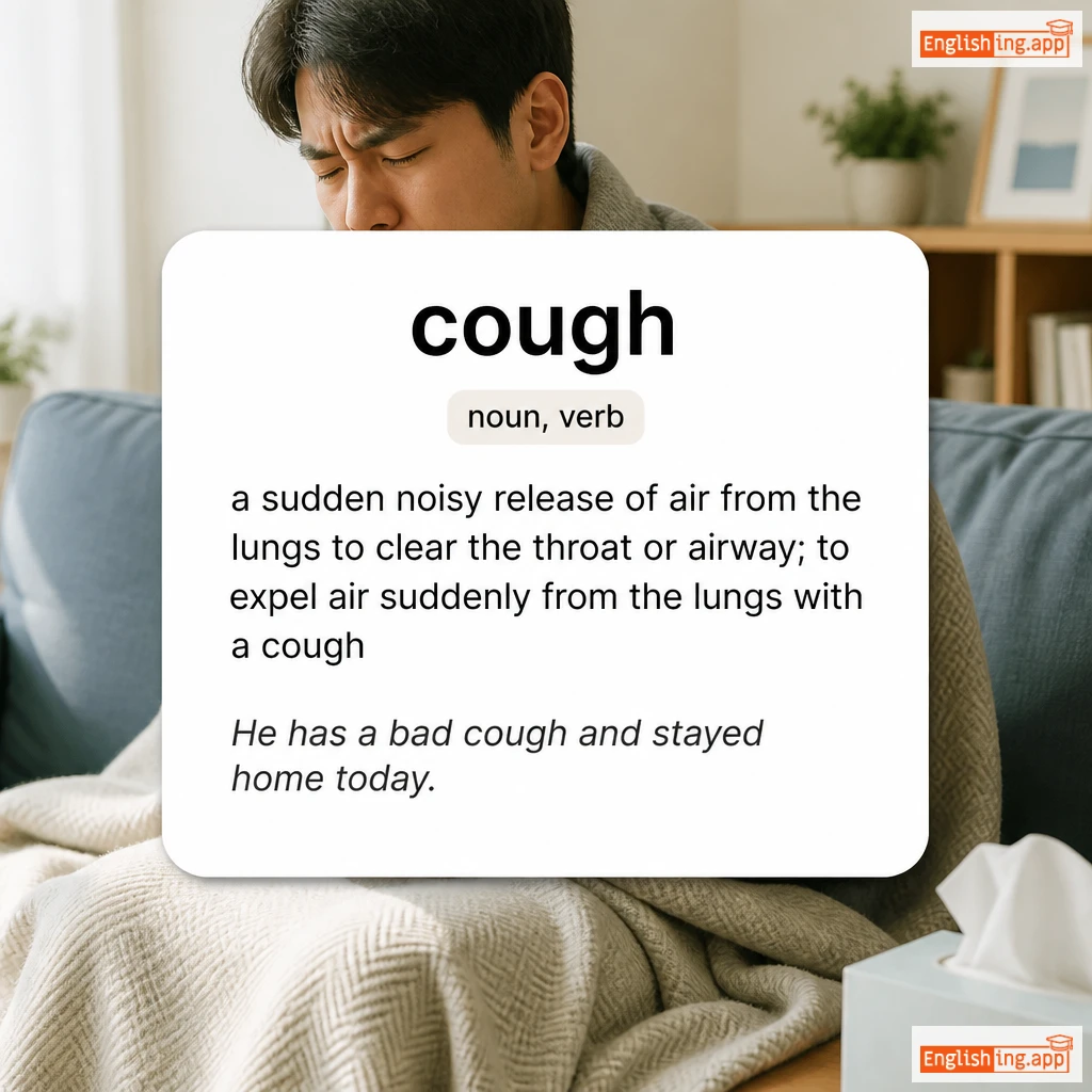 cough definition card — visual illustration of the meaning