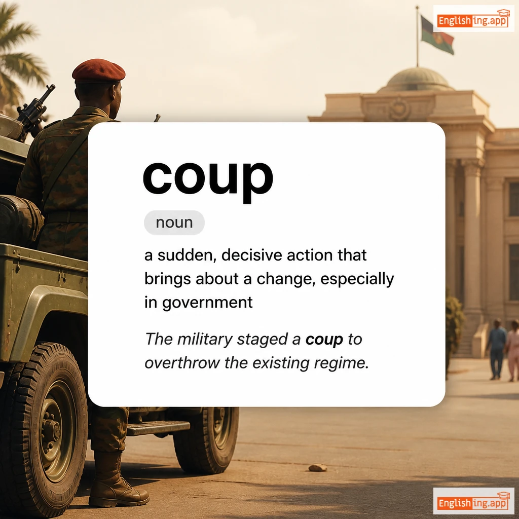 coup definition card — visual illustration of the meaning