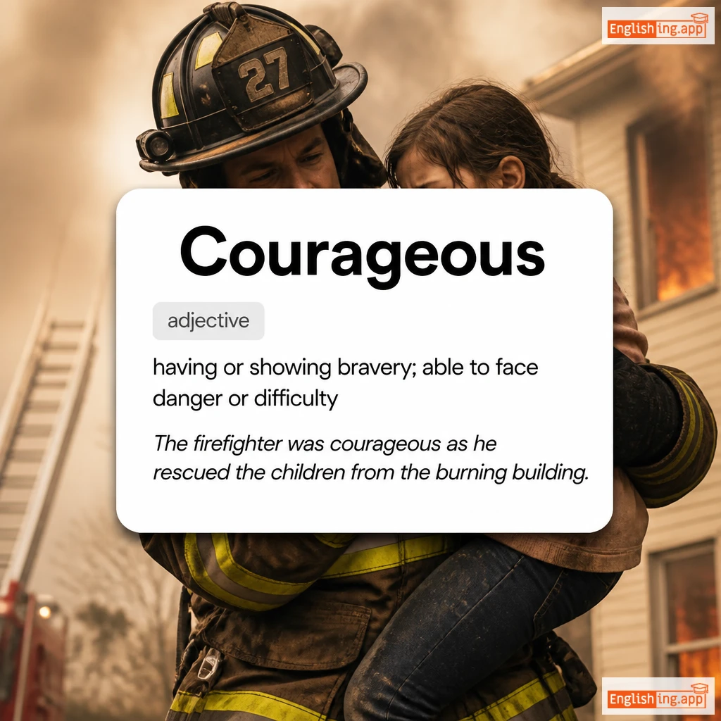 Courageous definition card — visual illustration of the meaning
